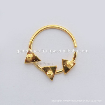 Handmade Gold Plated Septum Nose Ring Jewelry, Wholesale 925 Sterling Silver Nose Ring Piercing Body Jewelry Suppliers